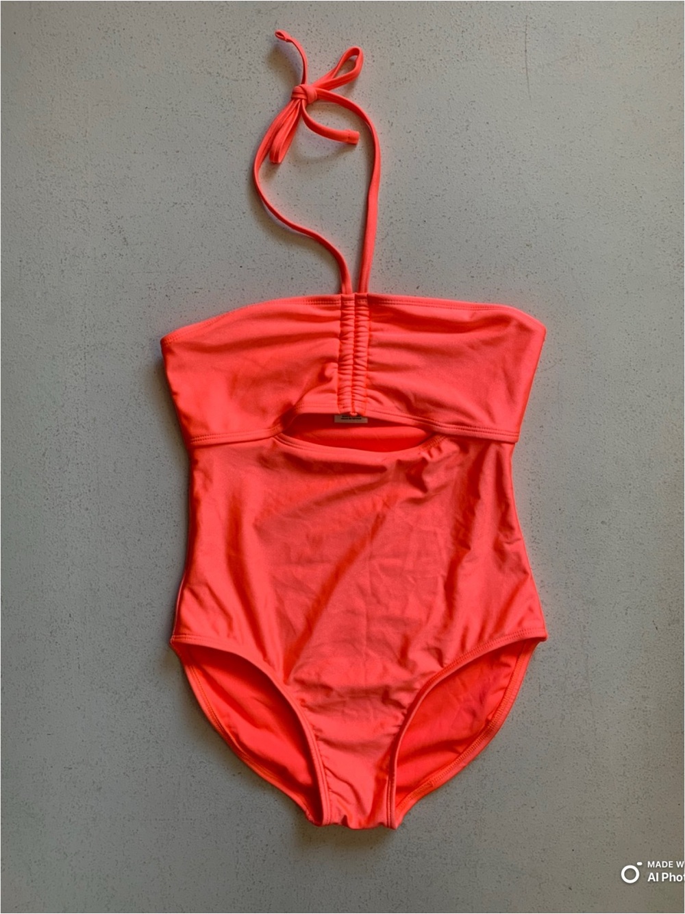 Art Class Girls Neon Coral Orange Cutout One Piece Swimsuit Size XL (14) NWOT